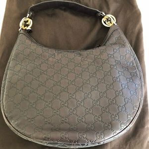GUCCI BROWN GG GUCCISSIMA LEATHER HOBO BAG